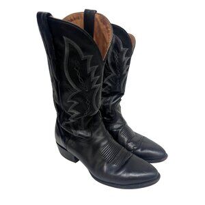El Dorado Vintage Handmade Vanquished Black Calf Western Cowboy Boots US 9.5W